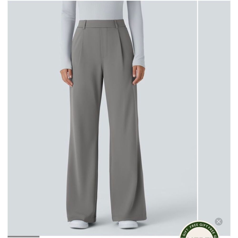 Halara Flex High Waisted Pocket Work Comfort Pants Grey S